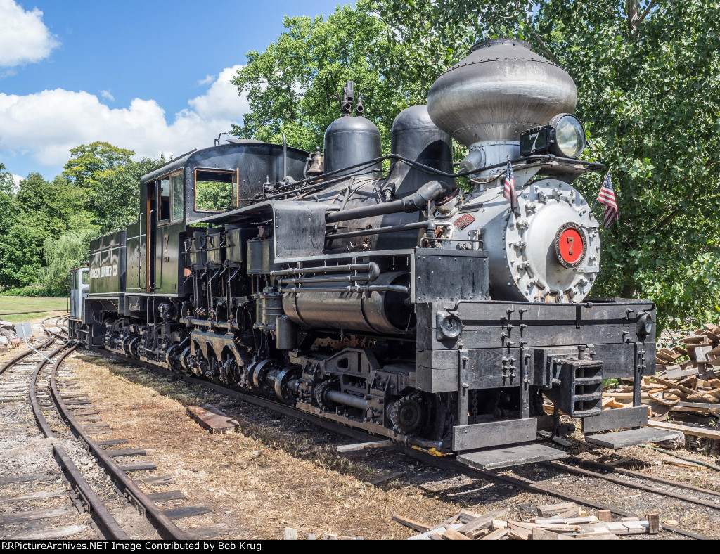 Oregon Lumber Company narrow gage Shay locomotive number 7 at Hesston